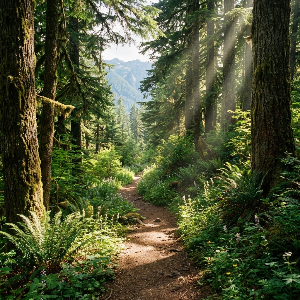 木漏れ日のある美しい山道